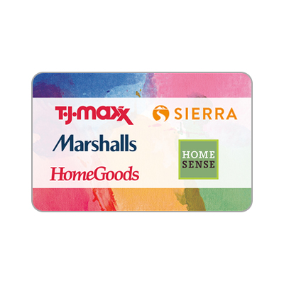 MARSHALLS<sup>&reg;</sup> $10 Gift Card - Brands that WOW. Prices that THRILL! At Marshalls, you’ll find a surprising selection of brand name and designer fashion for your whole crew and your home, at wow-worthy prices. The TJX gift card is redeemable at over 2800 Marshalls, T.J.Maxx, HomeGoods, and Sierra stores (in the U.S. and Puerto Rico) and online at tjmaxx.com and sierra.com. One gift card means endless ways to save.